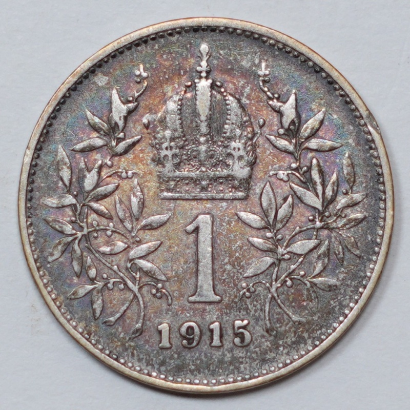 1915 Austria 1 Corona - Francis Joseph I - .835 Silver