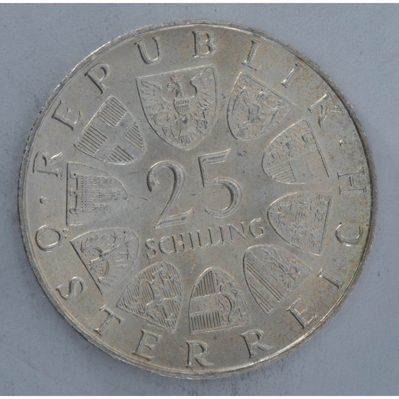 1969 Austria 25 Schilling Peter Rosegger silver coin Austrian Mint portrait