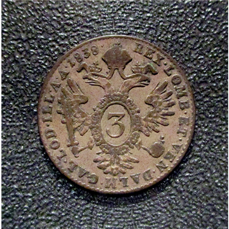 AUSTRIA -1838A-3 KREUZERS-FERDINAND I- BILLON-MUNZE OSTERREICH MINT-KM#2191 TENK