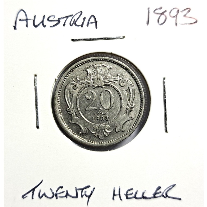 @@@ A SUPERB  AUSTRIA 1893 TWENTY HELLER  @@@