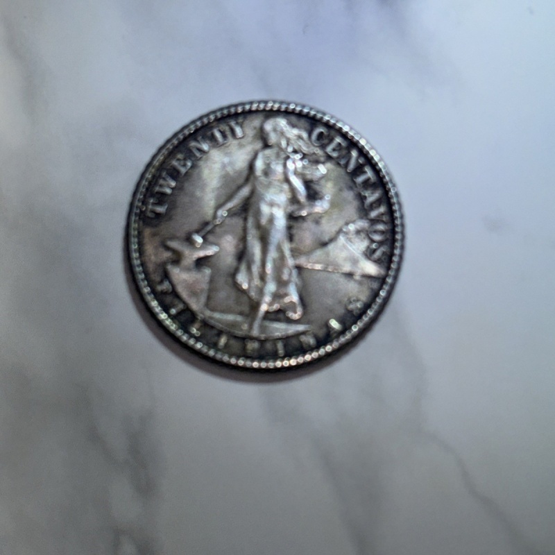 PHILIPPINES 1944-D 75% SILVER TWENTY 20 CENTAVOS COIN