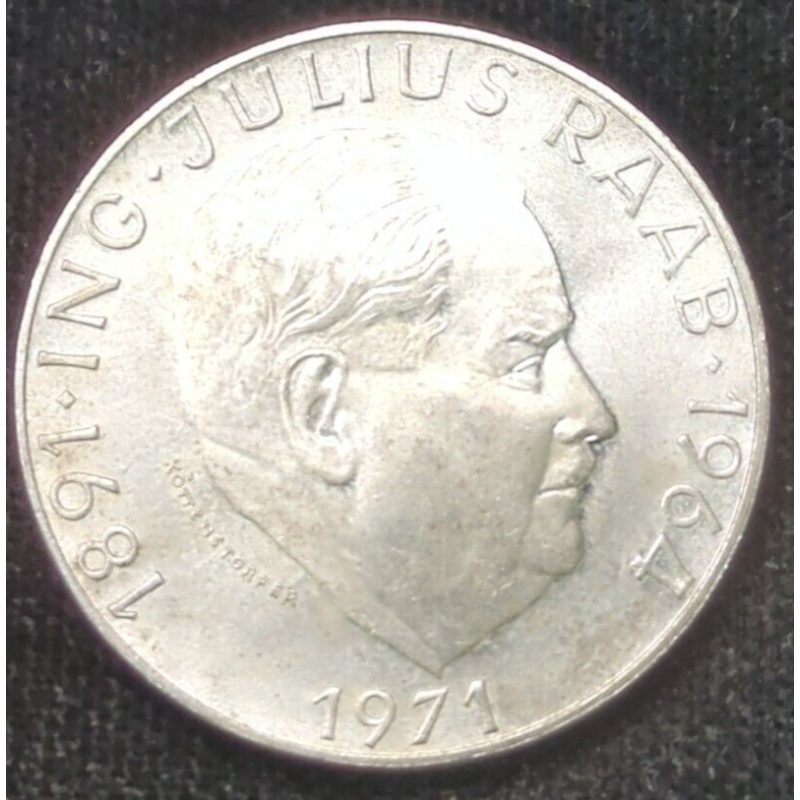 1964 Austria Julius Raab 50 Shilling .64 ozt Silver Coin (JW958)