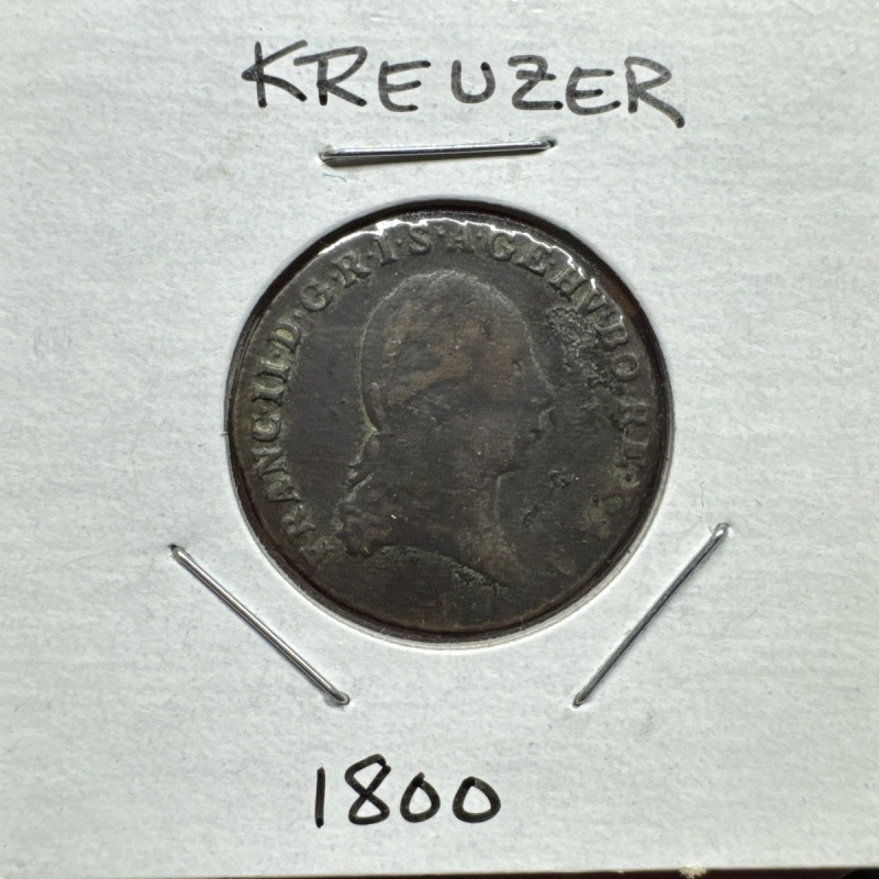 1800-A Austria 1 Kreuzer Franz II Austrian Empire Coin VERY NICE OLD COIN! RARE!