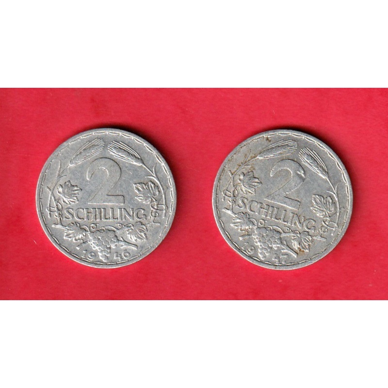 Austria 2  Schilling  coins (2)  1946 1947 VF (A6-0119-02 ) COMBINE ORDERS