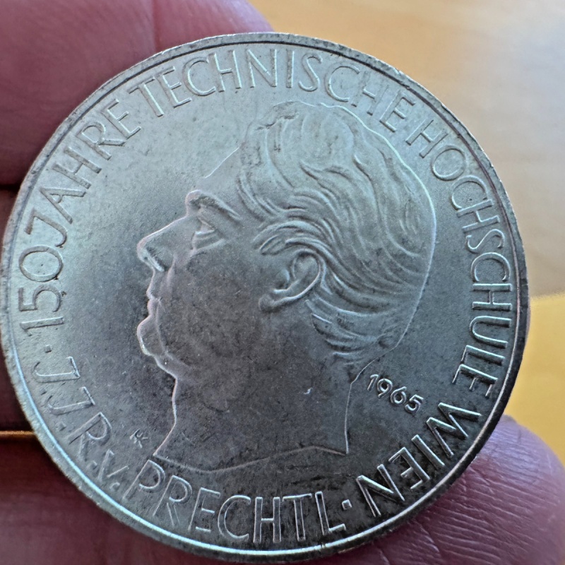 1965 Austria 25 Schilling Silver Coin 150 Jahre Technische Hochschule Wien KM#28