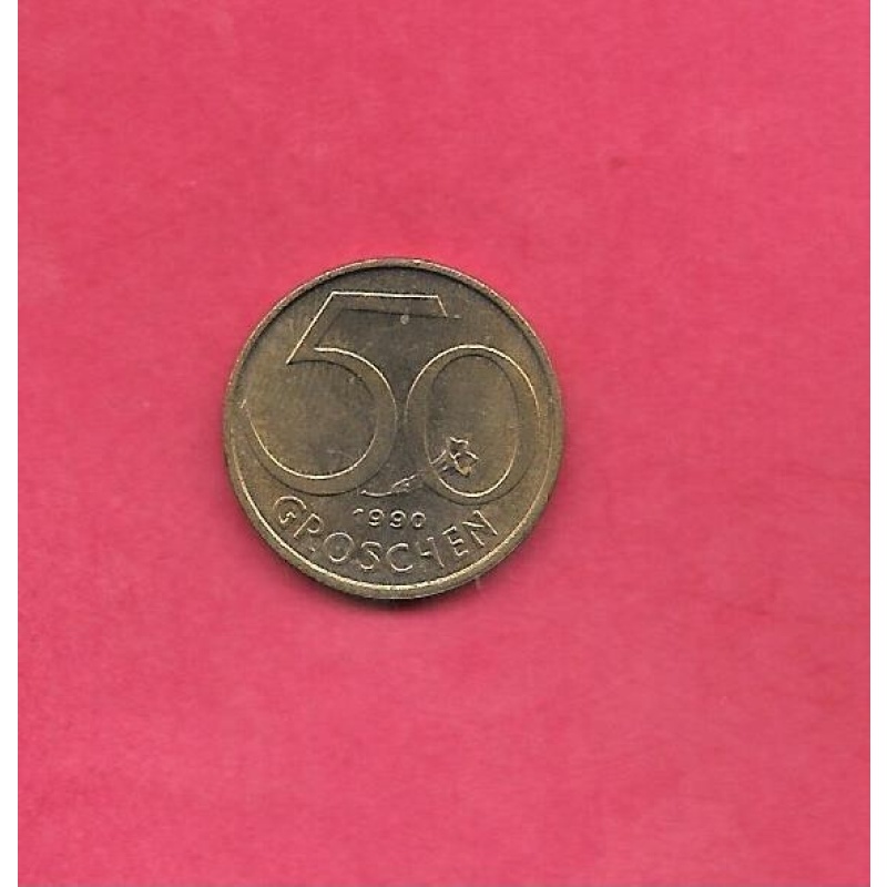 AUSTRIA KM2885 1990 50 GROSCHEN BU GEM UNCIRCULATED NICE OLDER COIN