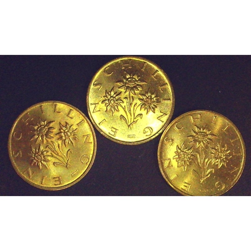 1995-96-97 Austria 1 Schilling  Coins- Almost Uncirculated