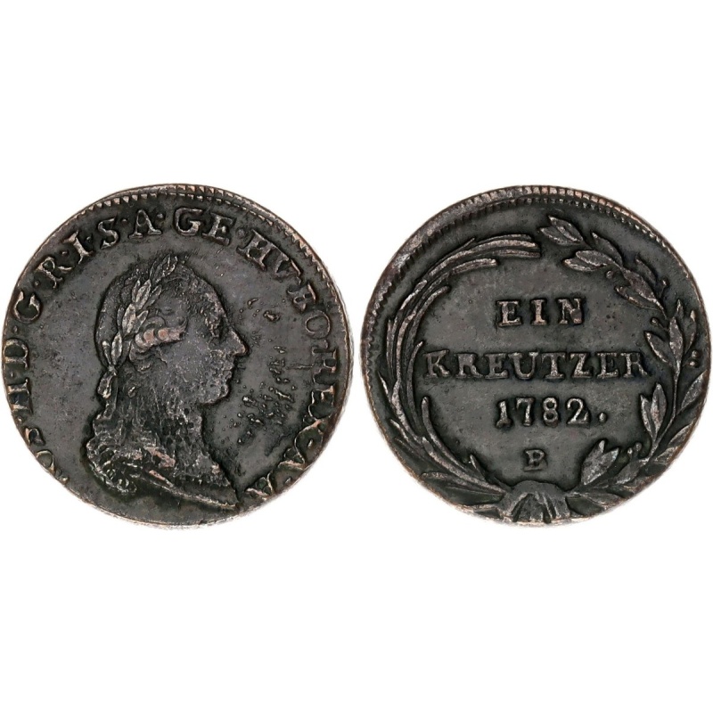 COIN Austria 1 Kreuzer 1782 B. KM#?2056 Copper XF/AUNC