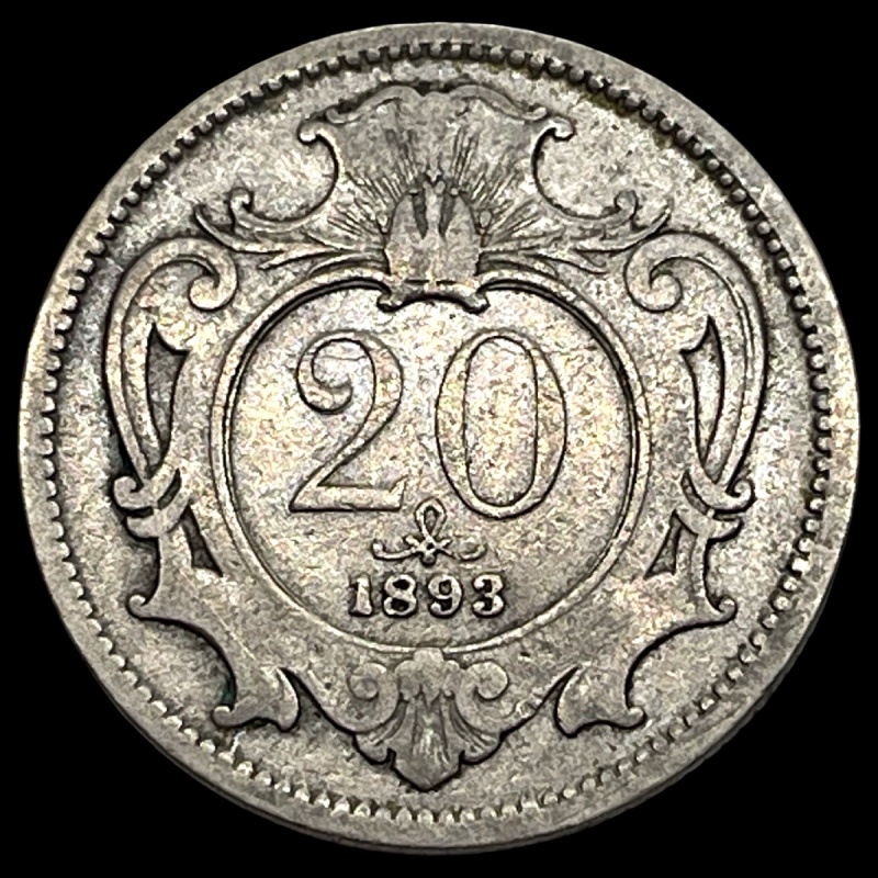 1893 Austria 20 Heller World Coin KM 2803 Imperial Eagle Lot D1-158 Franz Joseph