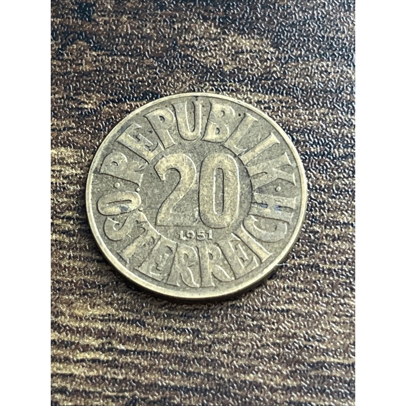 1951 Austria 20 Twenty Groschen Republik Osterreich Actual Coin TB9117*