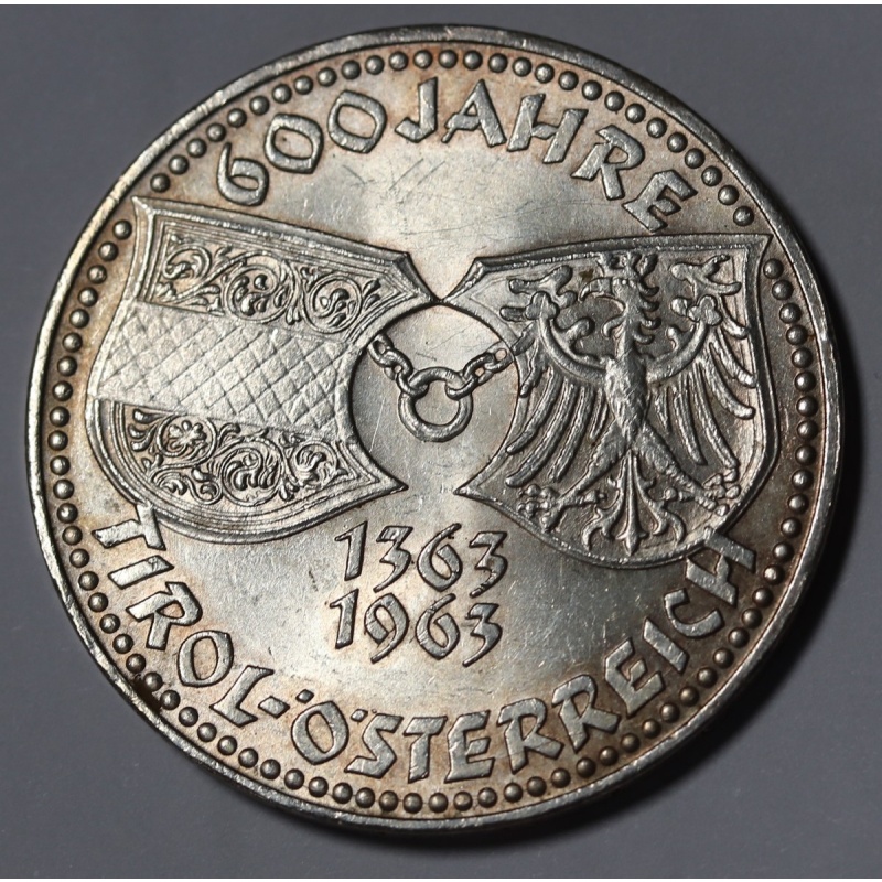 1963 Austria 50 Schilling, Austrian Tyrol - Silver Coin KM#?2894 AU