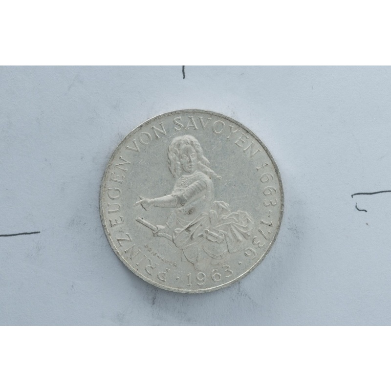 1963 Austria 25 Schilling Prince Eugene 0.800 Silver Coin Commemorative