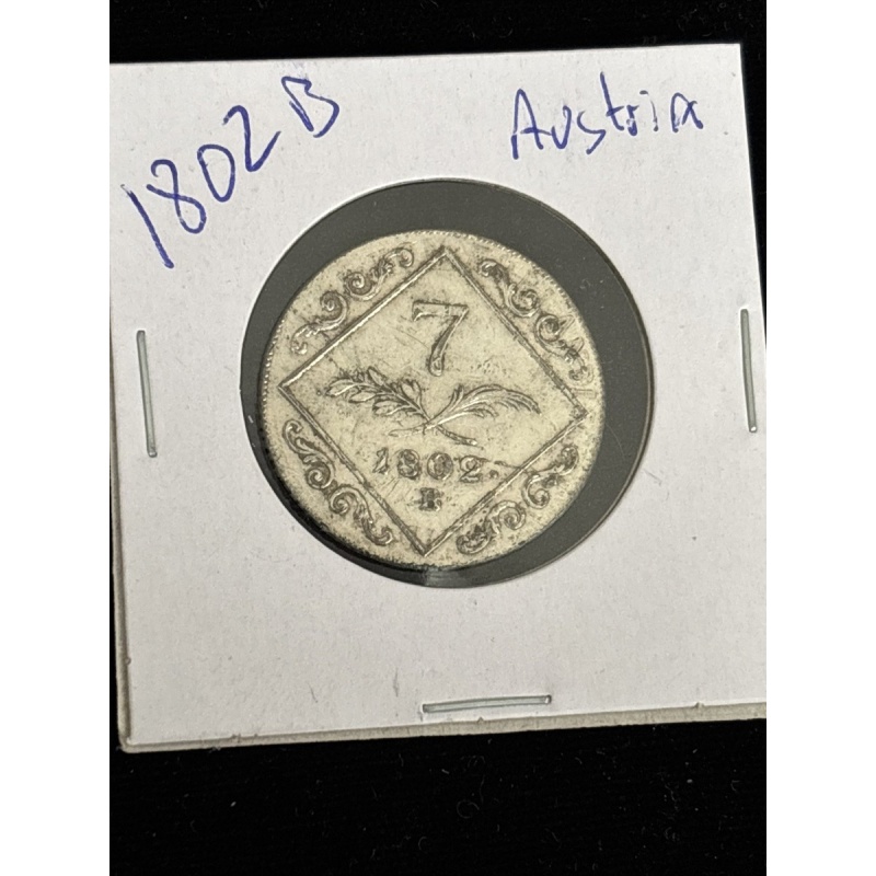 1802 B 7 Kreuzer Umlaufmünze Österreich Austria Francis II Silber Silver