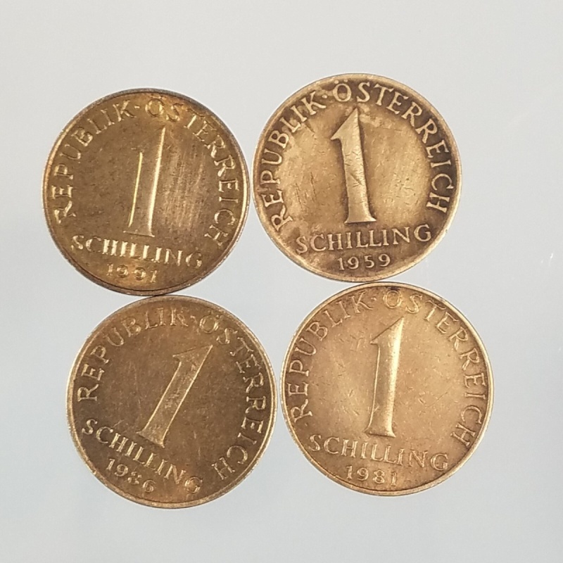 Lot Of 4 Austria 1 Schilling Coins 1959 1981 1986 1991