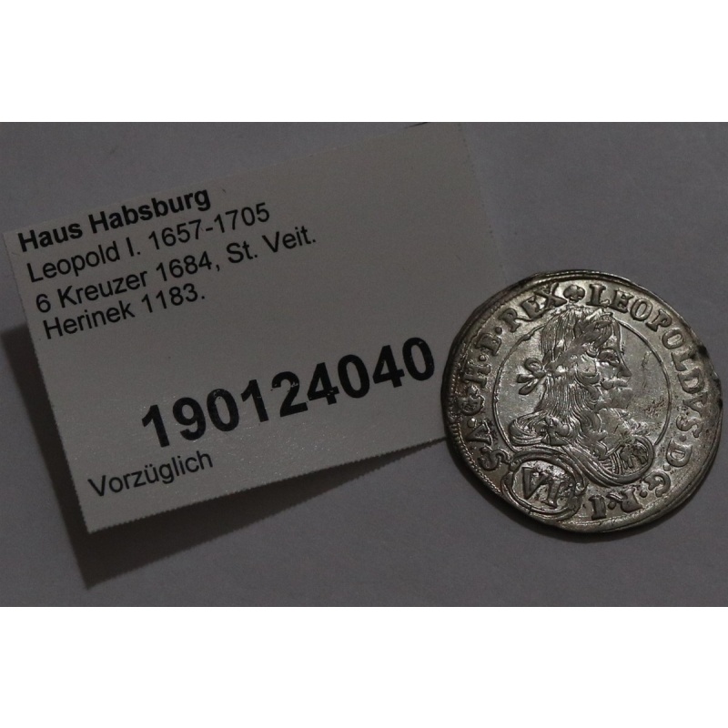 ?? ???? AUSTRIA HAUS HABSBURG 6 KREUZER 1684 ST. VEIT SILVER SCARCE B86 #Z9411