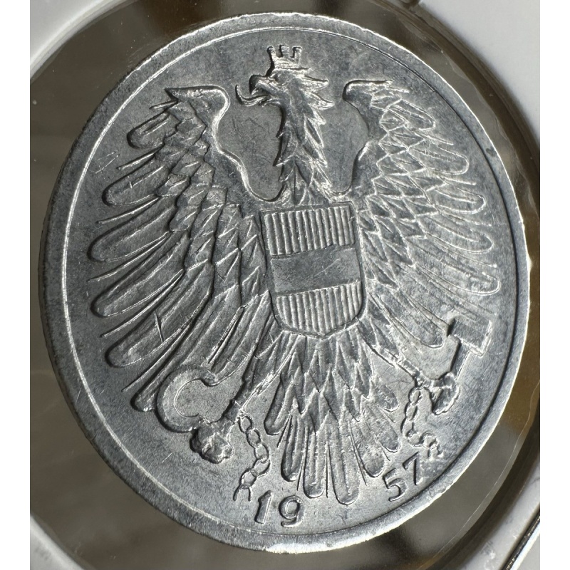 1957 Austria Rep. 1 Schilling, Brilliant Uncirculated, Perfect Eagle Strike
