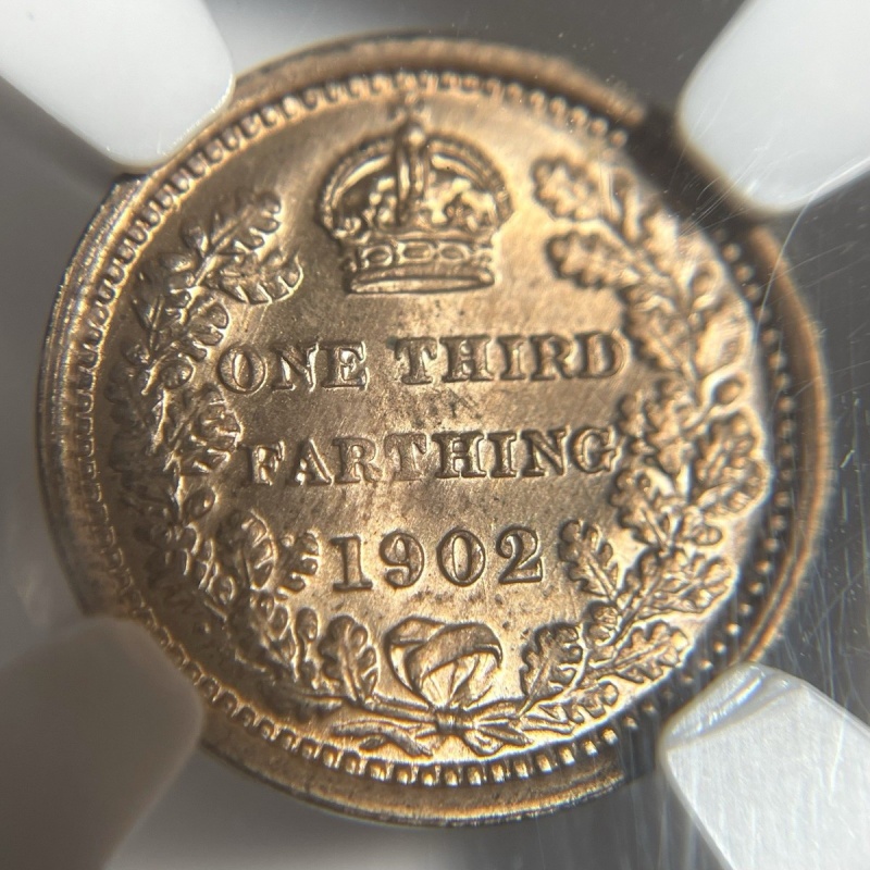 1902 1/3F Farthing Great Britain NGC MS64RB One Third Farthing Scarce Coin