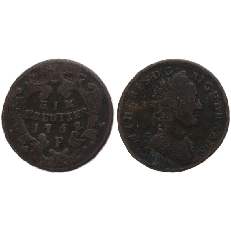 Austria 1 Kreuzer 1762 P - Copper, 0.33 Oz, Ø 0.98 In KM# 1993