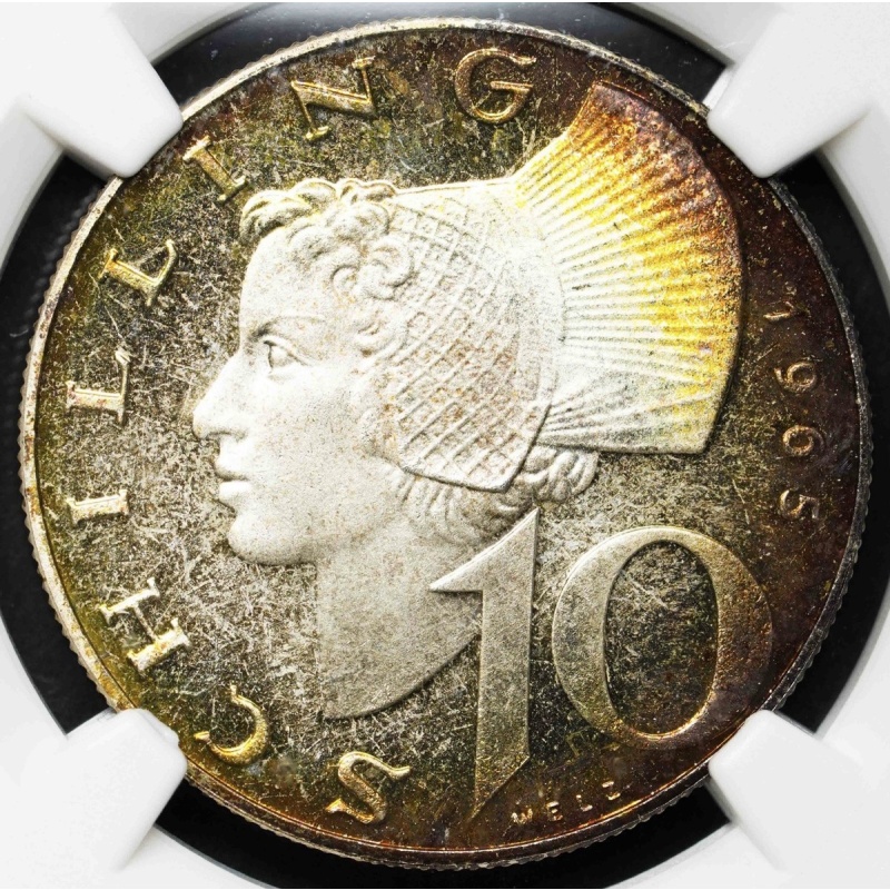 1965 AUSTRIA Silver 10 Schilling?*TONED* NGC PF 66