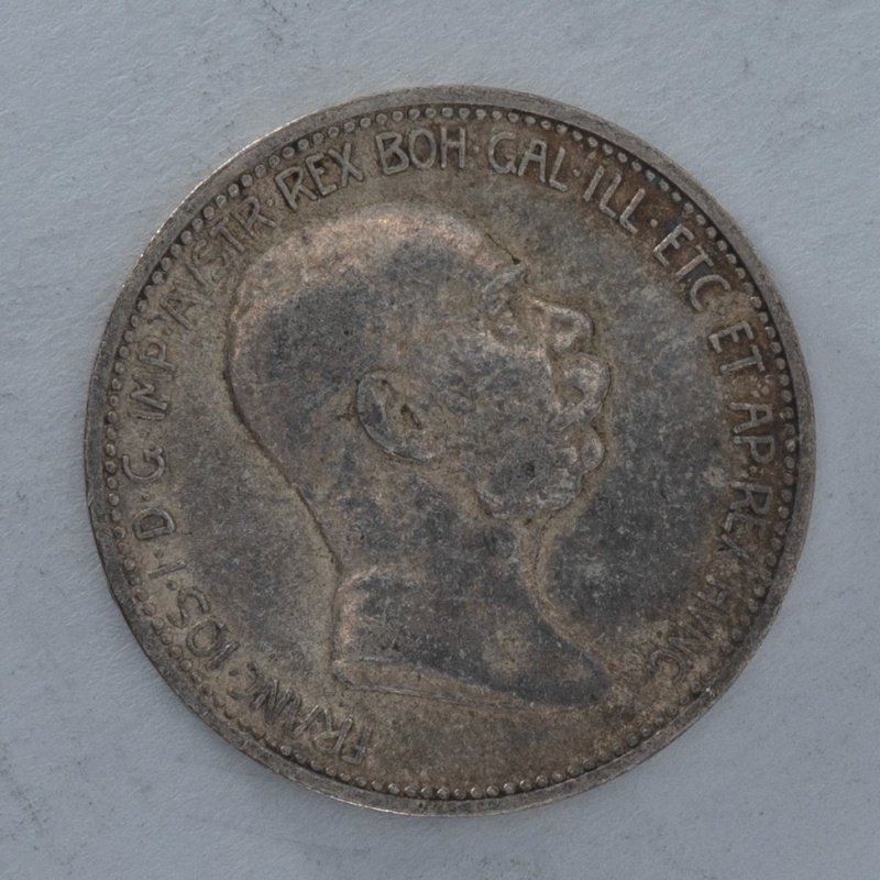 1908 Austria-Hungary 1 Corona Franz Joseph I silver coin 0.835 vintage