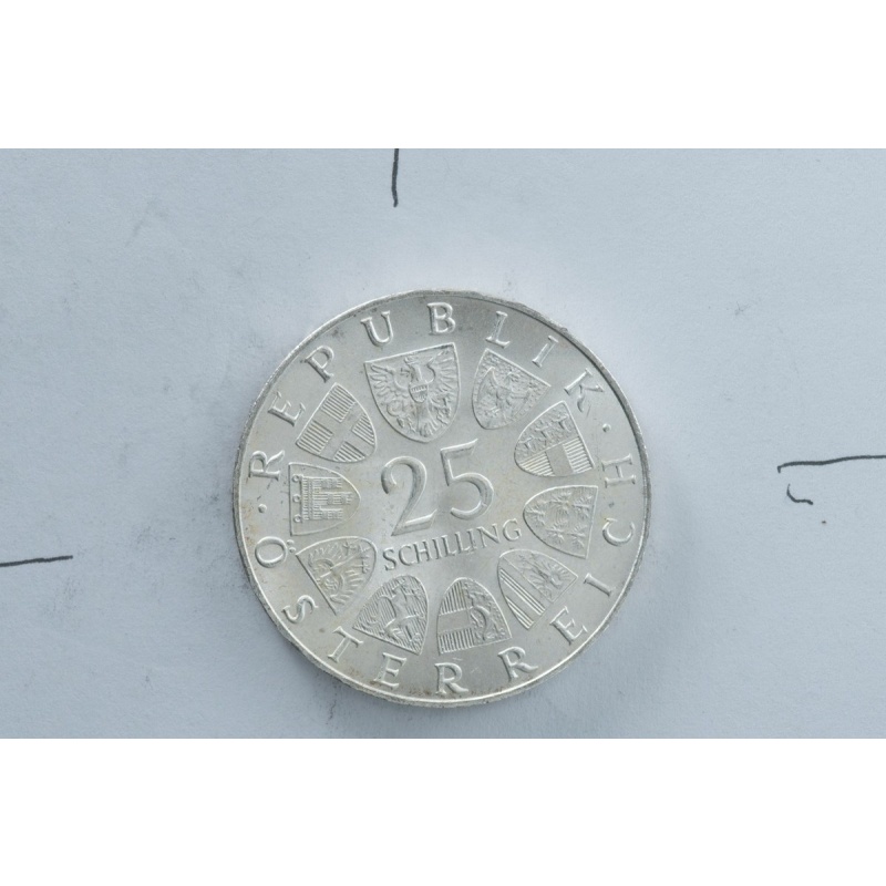 1968 Austria 25 Schilling Lukas von Hildebrandt 0.800 Silver Coin Commemorative