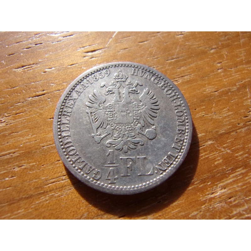 AUSTRIA ÖSTEREICH 1/4 FLORIN 1859A SILVER FRANC JOSEPH I. 1848-1916