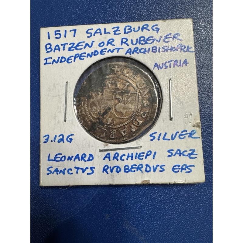 1527 Austria Salzburg 1 Batzen/4 Kreuzer Silver. Perfect For And Collection.