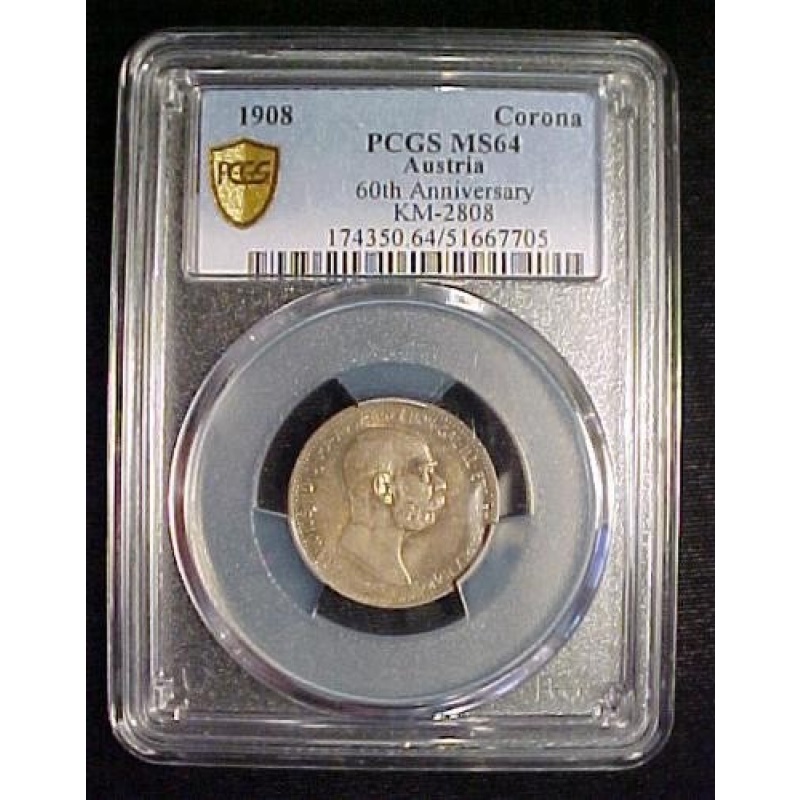 AUSTRIA 1908 Corona PCGS MS64