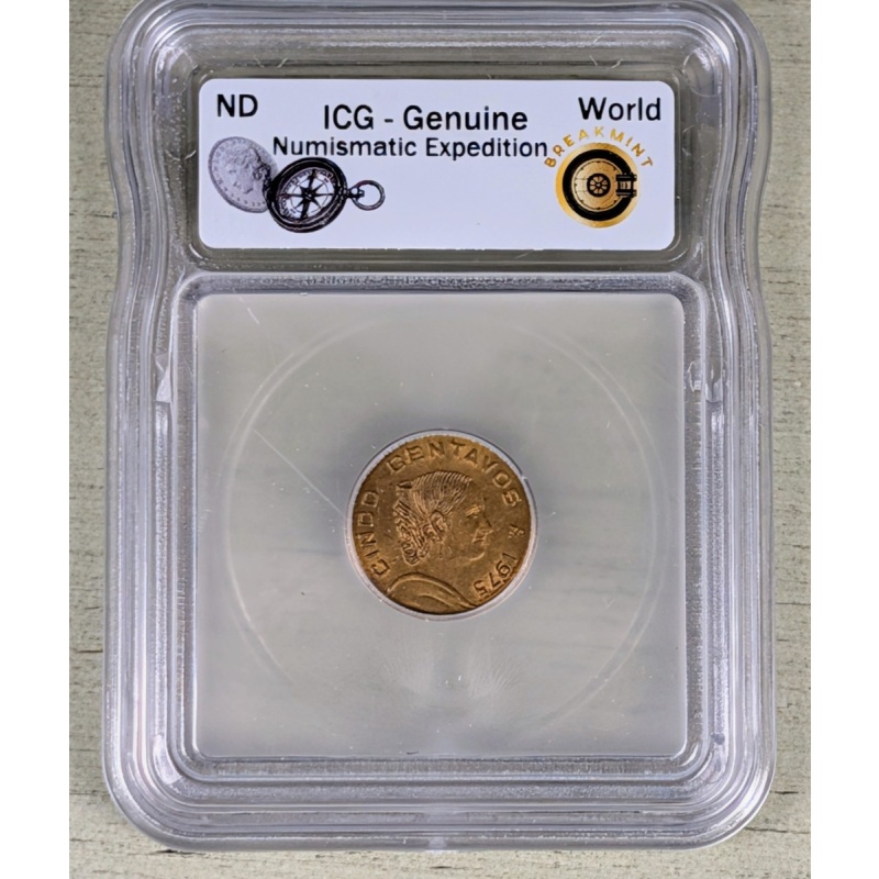 1975 Mo Mexico Cinco Centavos ICG Genuine Numismatic Expedition World 4734740130