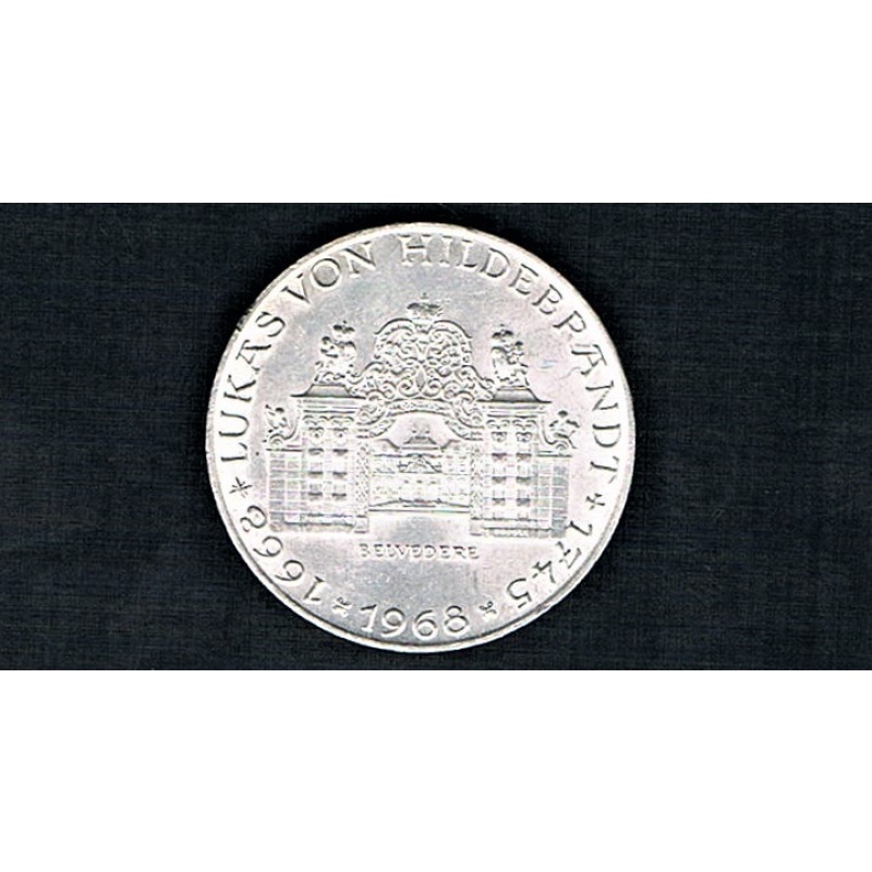 AUSTRIA - 25 SHILLING 1968 UNC KM# 2903, 300th ANN. - BIRTH OF VON HILDEBRANDT