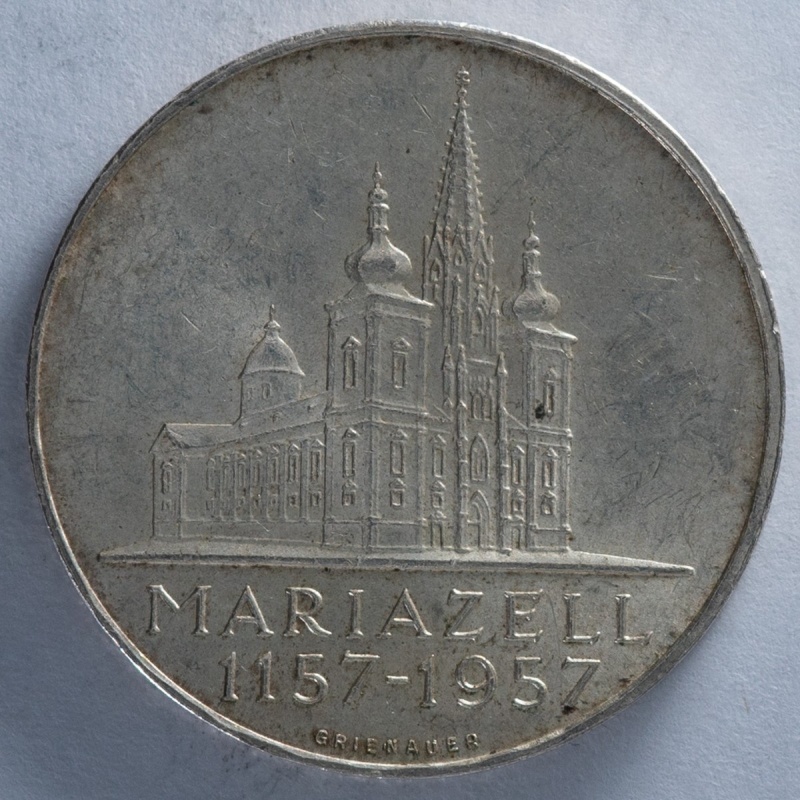 1957 Austria 25 Schilling Mariazell Cathedral silver coin vintage commemorative