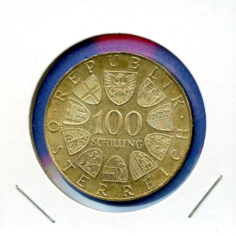 1976 Austria 100 Schillings Osterreich 23.93g Silver Coin Innsbruck Olympics