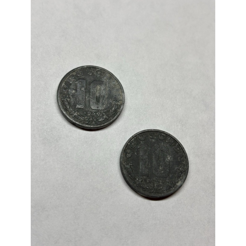 10 Groschen Republik Österreich 1948 & 1949, Austria  (Lot of 2pcs.)