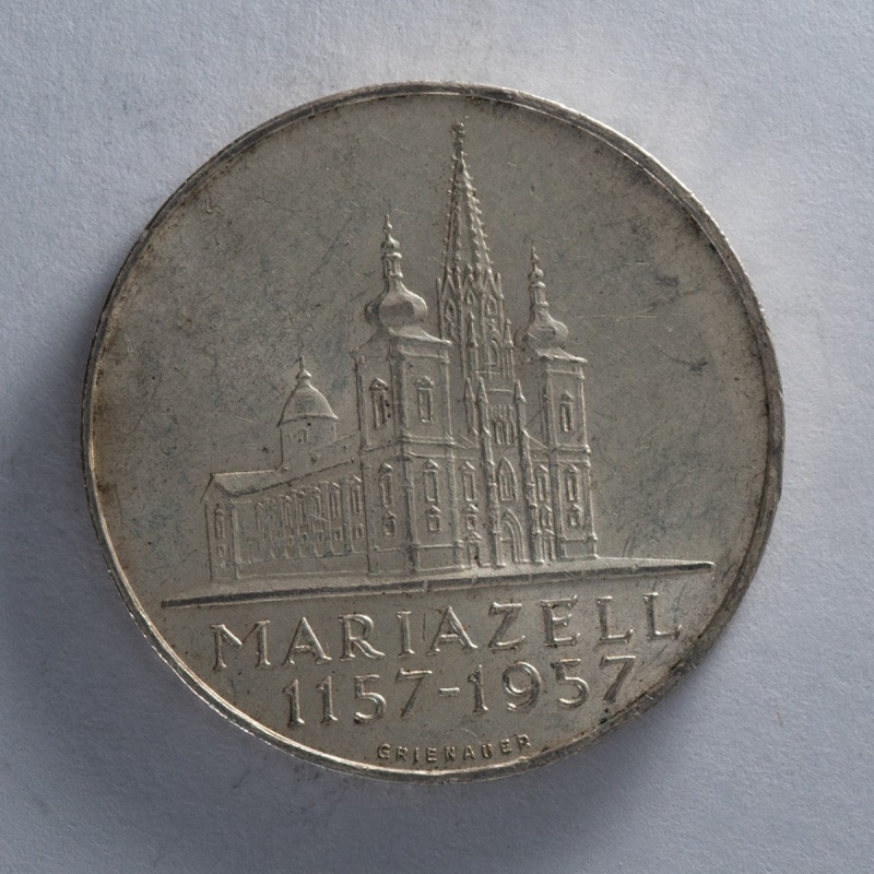 1957 Austria 25 Schilling Mariazell Pilgrimage silver coin Austrian commemorativ