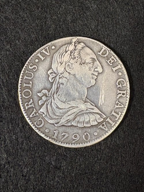 1790 Mexico 8 Reales Silver Coin Carolus IV Milled Bust-Type Colonial Era