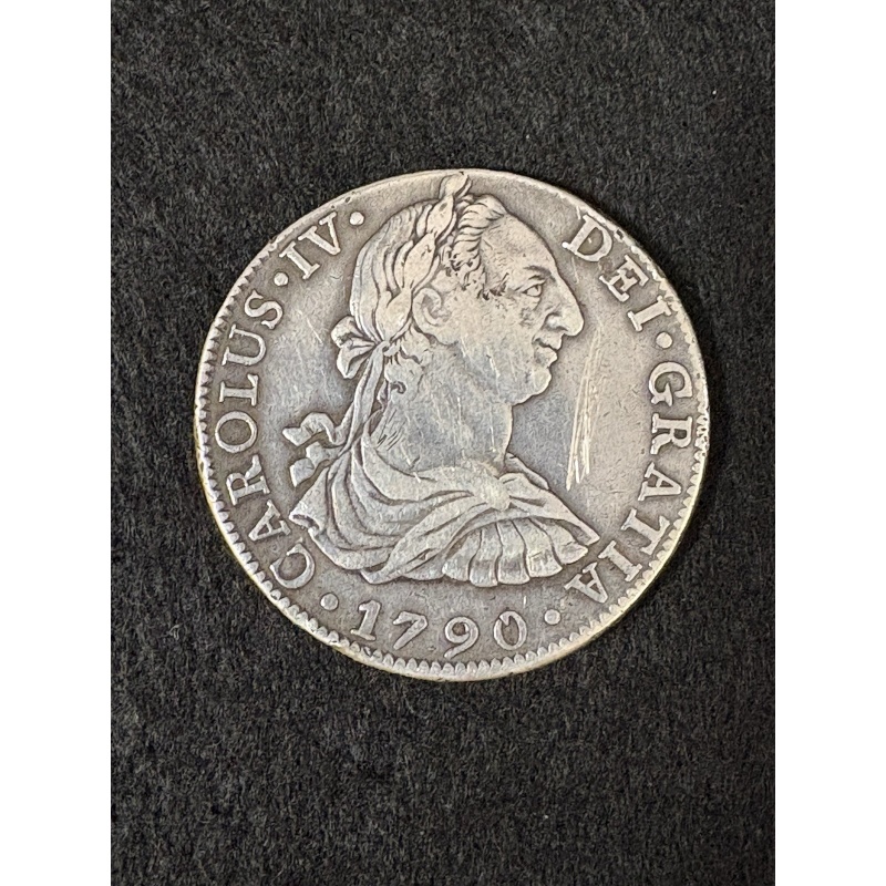 1790 Mexico 8 Reales Silver Coin Carolus IV Milled Bust-Type Colonial Era