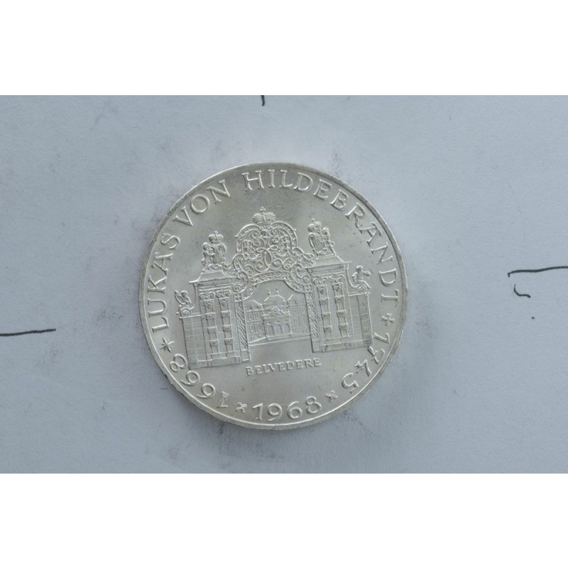 1968 Austria Silver 25 Schilling Commemorative Lukas von Hildebrandt Coin