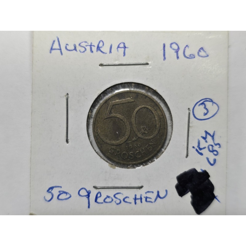 Austria 1960 50 Groschen Aluminum-Bronze Coin Austrian Shield