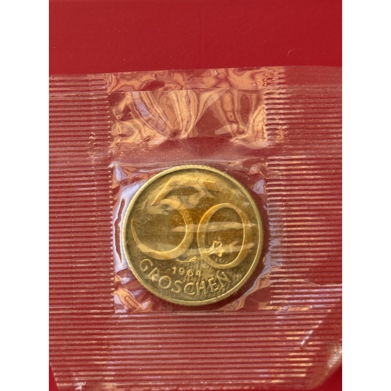 1964 Austria 50 Groschen Aluminum-Bronze Coin  UNC w/Toning