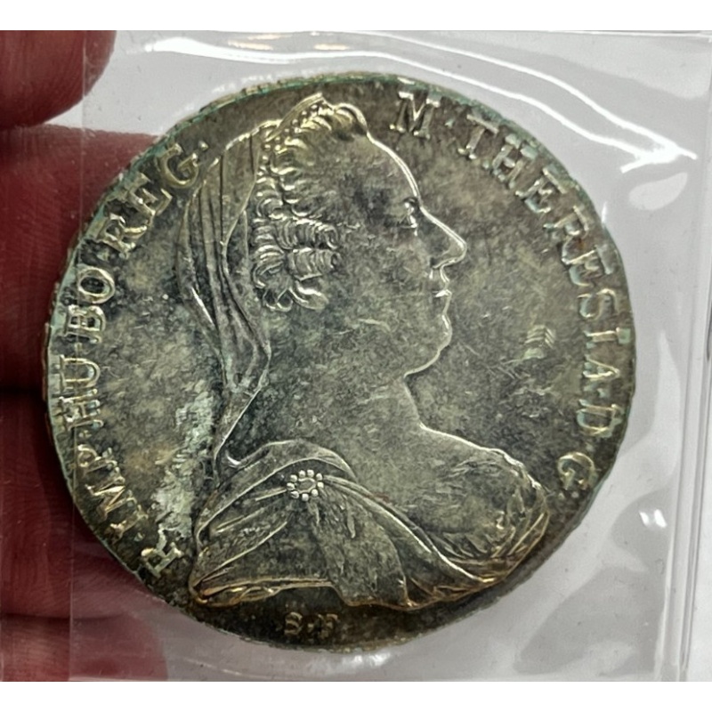 1780 Austrian Empire SILVER ONE 1 THALER/M THERESIA D G Coin - Light Rainbow