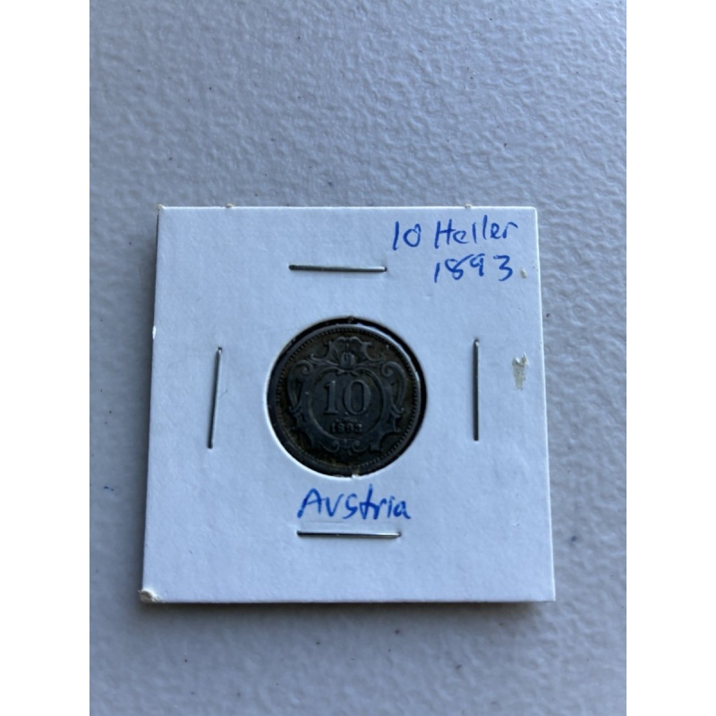 1893 Austria 10 Heller Coin – Austro-Hungarian Empire – Vintage European Coin