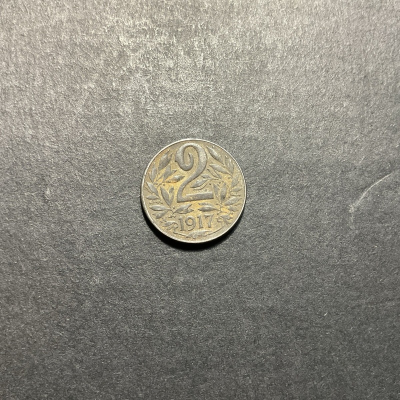 Austria Coin: 1917 Austria 2 Heller Coin - Iron - Coat Of Arms