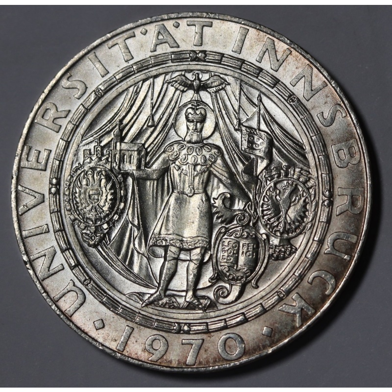 1970 Austria 50 Schilling,  Innsbruck University- Silver Coin KM#?2908 AU/Unc
