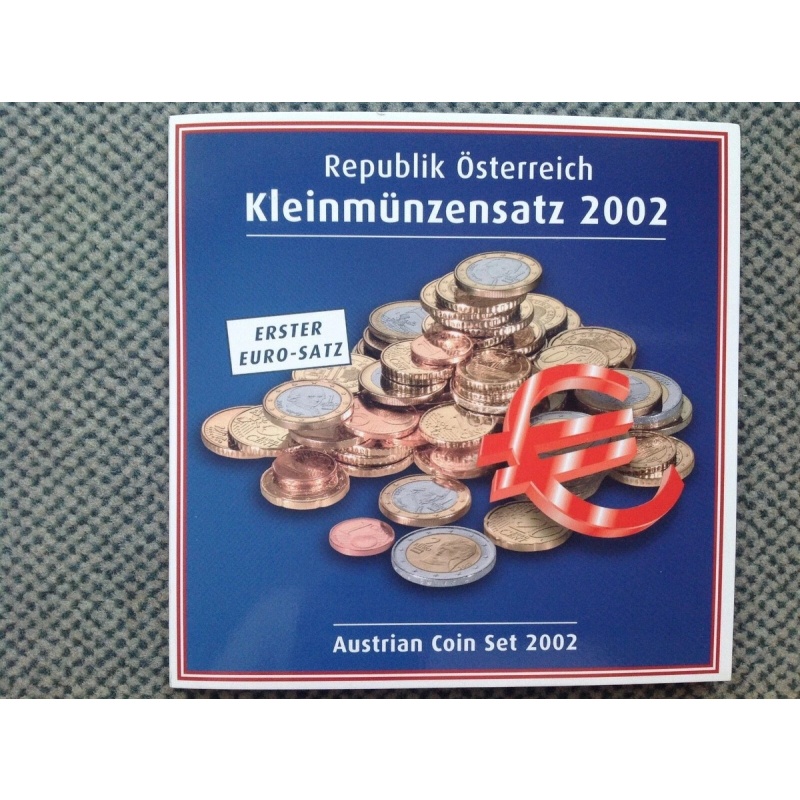 FIRST Austria EURO 2002 year Bu Full coin set from 1 cent - 2 euro total 8 coins