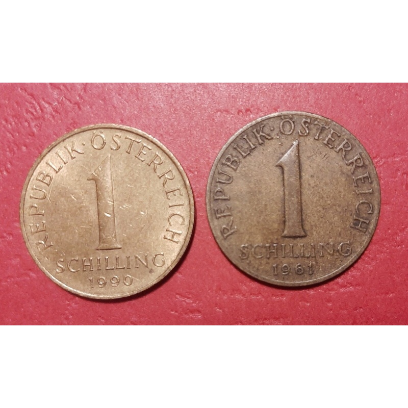 AUSTRIA Series 2 Coins 1 Schilling 1961 + 1990 KM# 2886