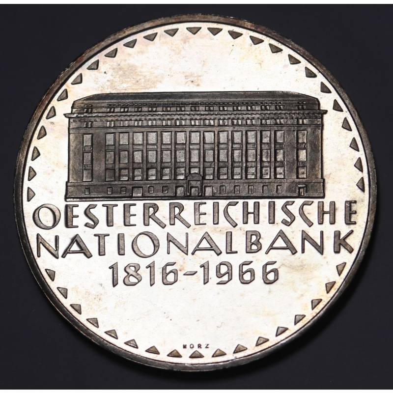 1966 Austria 50 Schilling, National Bank- Silver Proof Coin KM#?2900