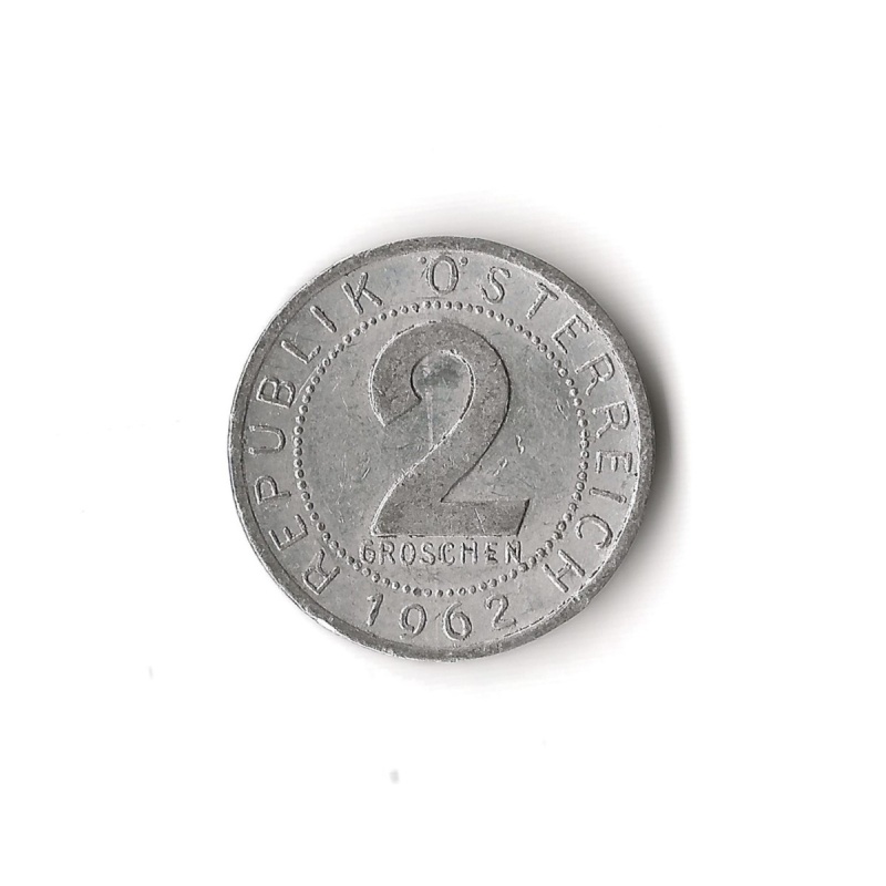 1962 Austria - 2 Groschen - 987 - Aluminum Magnesium - 0.9g