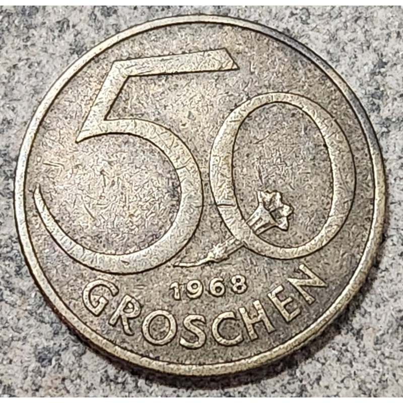 AUSTRIA ???? FIFTY (50) GROSCHEN COIN 1968