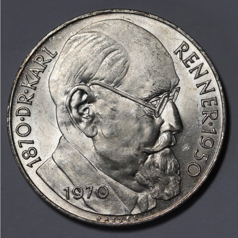 1970 Austria 50 Schilling, Karl Renner - Silver Coin KM#?2909  Unc (bag marks)
