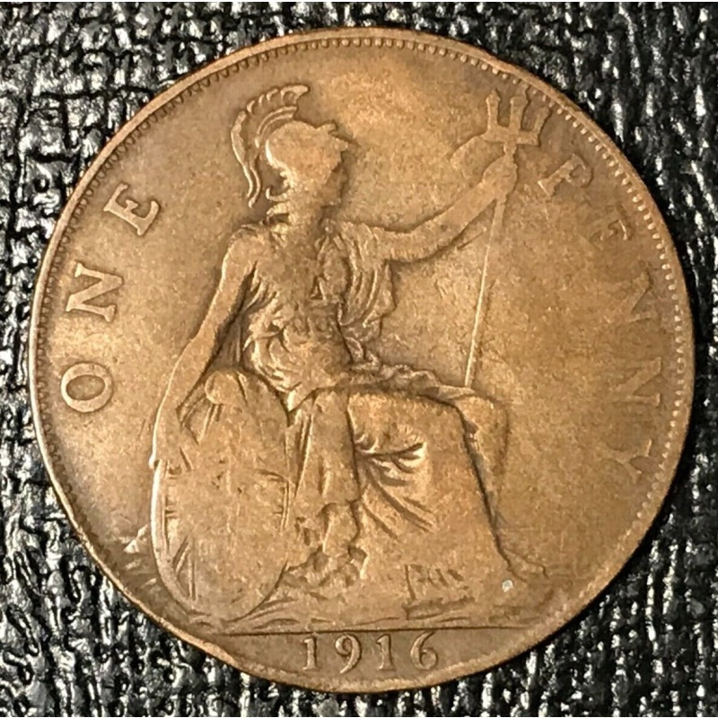 FINE DETAILS  1916 GREAT BRITAIN PENNY COIN-AGT080